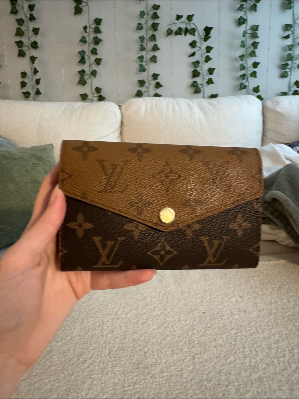 Monogram Two-Tone Envelope Wallet in Brown